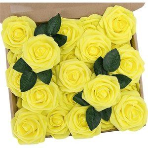 Artificial Flowers 25Pcs Fake Flowers Fall Roses Perfect DIY Wedding Bouquets